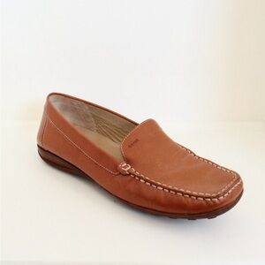 Geox Respira Women's Brown Tan Leather Square Toe Moccasins Loafers Shoes 39 8.5
